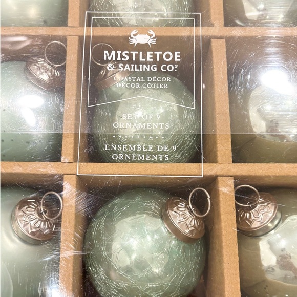 Set of 9 Kugel Style Teal Mercury Glass Christmas Ornaments Crackled - Picture 3 of 4